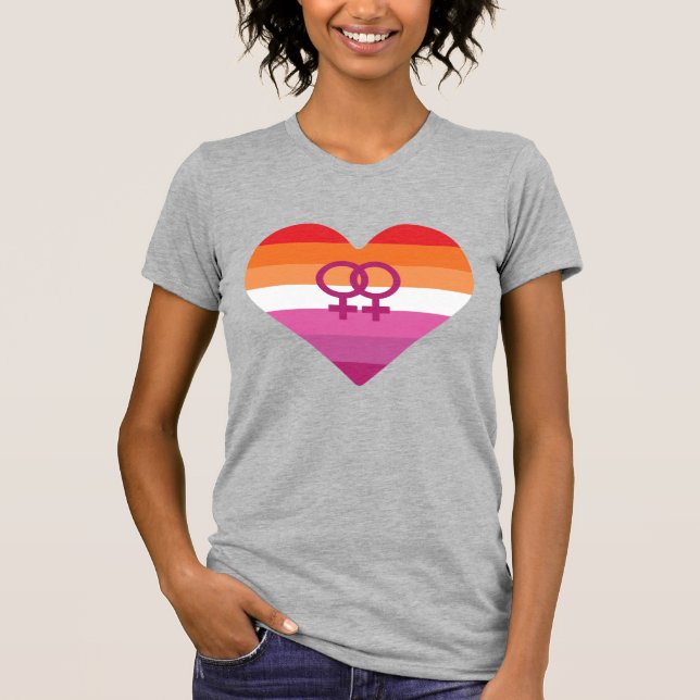Camiseta Pôr do Sol Lésbico Coração WLW (Frente)