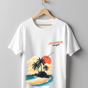 Camiseta Pôr do Sol na Ilha Tropical Fuga de Verão