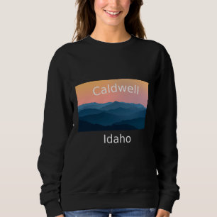 Camiseta Pôr do sol na montanha em Caldwell Idaho cidade na