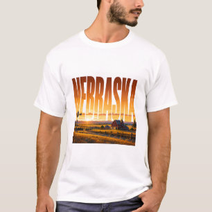 Camiseta Pôr do sol na pradaria dourada de Nebraska no camp