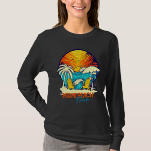 Camiseta Pôr do sol na praia de Miami Flórida Férias Casais