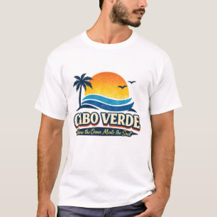 Camiseta Pôr do Sol na Praia Vintage Cabo Verde