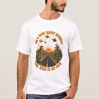Camiseta Pôr do sol na rodovia do deserto retrô