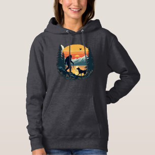 Camiseta Pôr do sol nas montanhas com cão Bigfoot vintage r