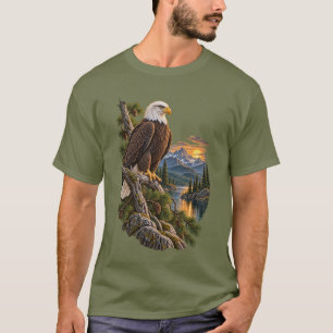 Camiseta Pôr do sol no lago da montanha da águia careca vin