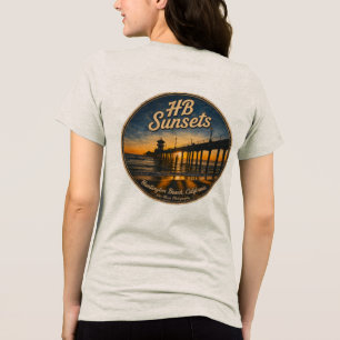 Camiseta Pôr do sol no píer de Huntington Beach (Mulheres)