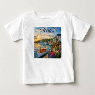 Camiseta Pôr do sol no porto de Mystic, Connecticut