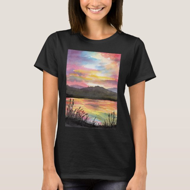 Camiseta Pôr do sol pelo lago (Frente)