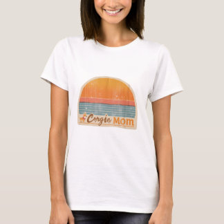 Camiseta Pôr do Sol Retro 70s Corgi Mãe
