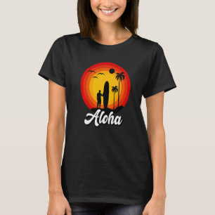 Camiseta Pôr do Sol Retro Aloha Havaí Ilha Havaiana Aloha S