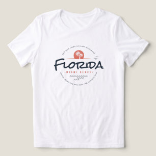 Camiseta Pôr do sol retrô da praia de Miami na Flórida Palm