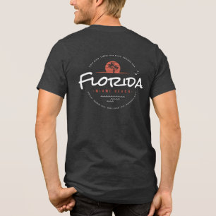 Camiseta Pôr do sol retrô da praia de Miami na Flórida Palm