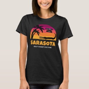 Camiseta Por do sol retro de Sarasota Florida com jacaré