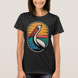 Camiseta Pôr do sol retro do pelicano costeiro