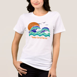 Camiseta Pôr do Sol Retro e Oceano Eu Surfo as Ondas