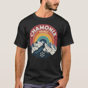 Camiseta Pôr do sol retrô na montanha de Chamonix França