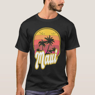 Camiseta Pôr do sol retrô na praia de Maui Havaí