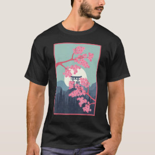Camiseta Pôr do sol Sakura Japonês Rosa Floral Flor Cerejei
