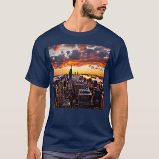 Camiseta Pôr do sol sobre Nova York retrô