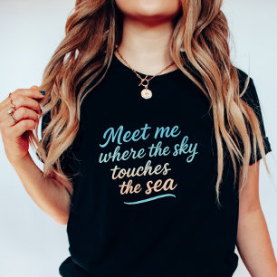Camiseta Pôr do Sol Sonhador no Oceano; O Céu Toca o Mar