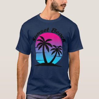 Camiseta Pôr do sol Synthwave dos anos 80 com palmeiras Sun
