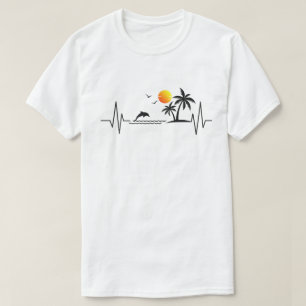 Camiseta Pôr do Sol Tropical - Pulso EKG Batida do Coração