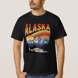 Camiseta Pôr do Sol Vintage das Montanhas do Alasca