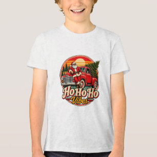 Camiseta Pôr do Sol Vintage Papai Noel Caminhão Vermelho Vi