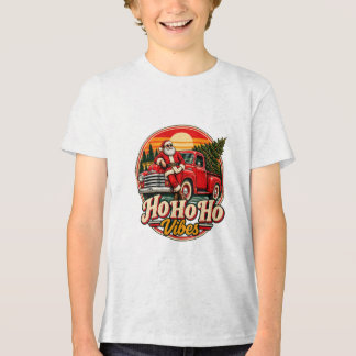 Camiseta Pôr do Sol Vintage Papai Noel Caminhão Vermelho Vi