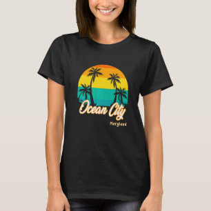 Camiseta Pôr do Sol Vintage Praia Ocean City Maryland Verão