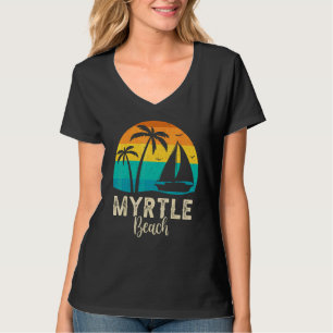Camiseta Pôr do Sol Vintage Retro Myrtle Beach Família Comb