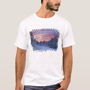 Camiseta Pôr do sol vívido pinta o céu acima de invernoso