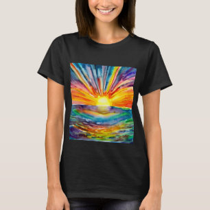 Camiseta Pôr do sol vívido sobre a reflexão da água Arte di