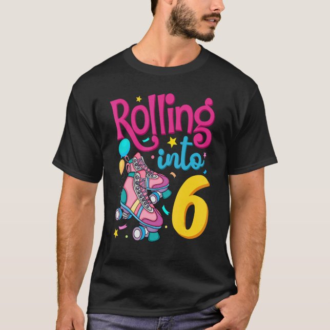 Camiseta Pôr Em Pé 6 de Aniversário De 6 Anos (Frente)