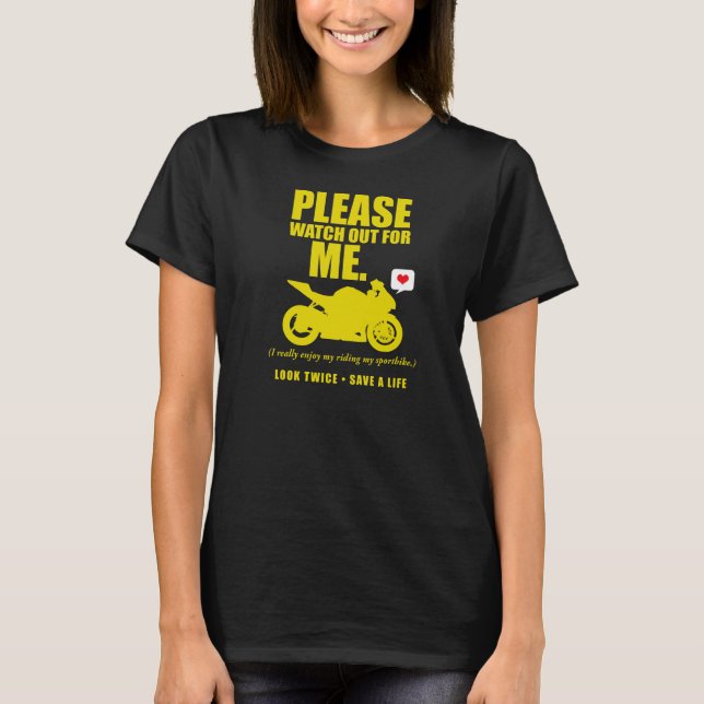 Camiseta Por Favor, Cuidado - Sensibilização Para Motocicle (Frente)