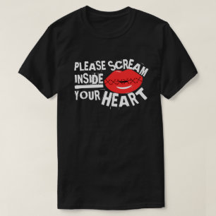 Camiseta Por Favor, Gritar Os Lábios Vermelhos Do Seu Cora