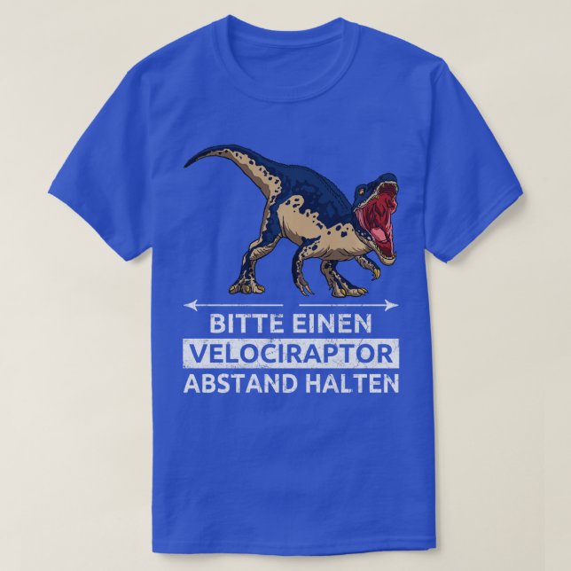 Camiseta Por favor, mantenha uma distância do Velociraptor  (Frente do Design)