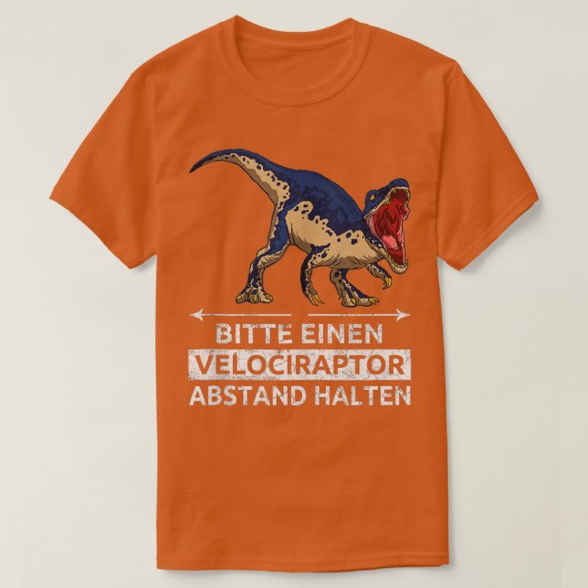 Camiseta Por favor, mantenha uma distância do Velociraptor  (Frente do Design)