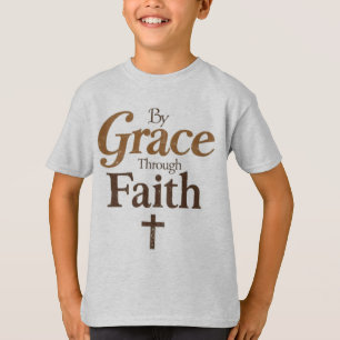 Camiseta Por Grace Through Faith - Christian Cross Vintage
