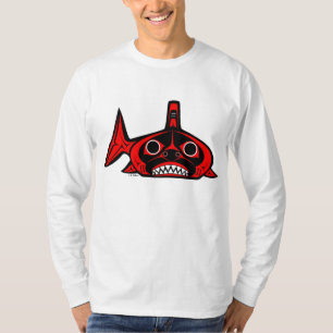 Camiseta por muito tempo Sleeved do tubarão