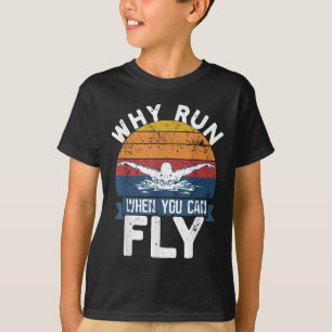Camiseta Por que correr quando você pode voar Nadar com nad
