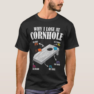 Camiseta Por que eu perco no Cornhole