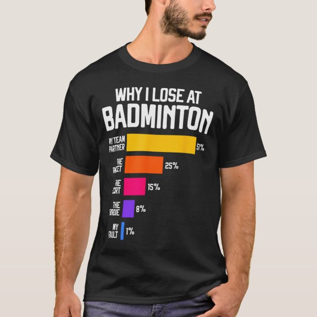 Camiseta Por Que Eu Perder Em Badminton Engraçada Com A Dam (Frente)