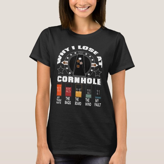 Camiseta Por Que Eu Perder Em Cornhole (Frente)