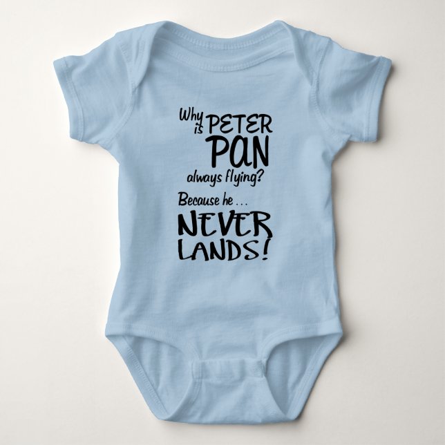 Camiseta Por que Peter Pan está voando sempre? (Preto) (Frente)