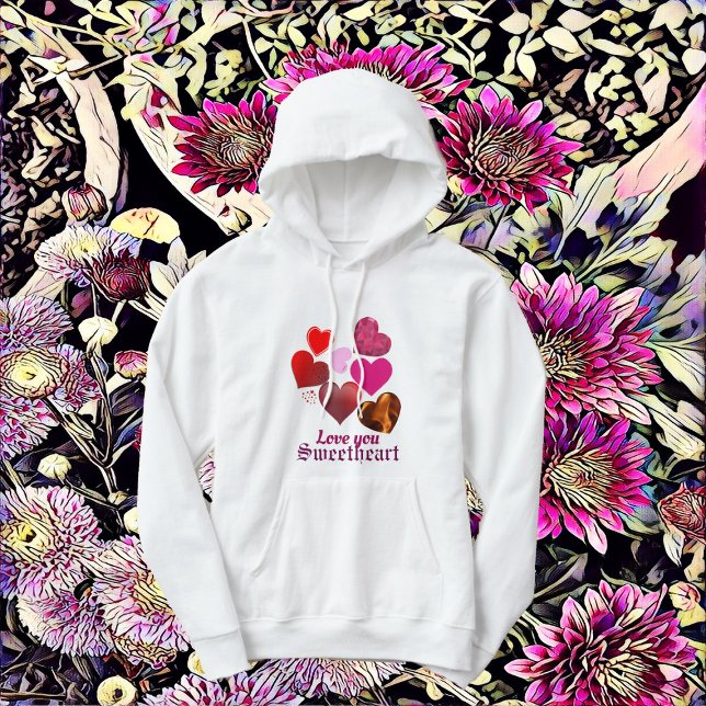 Camiseta Por Seus Corações Varridos, Sweetart Personalizado (For Her Sweeping Hearts Sweetheart Personalized Hoodie)