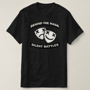 Camiseta Por trás da Máscara Batalhas Silenciosas Gráficos
