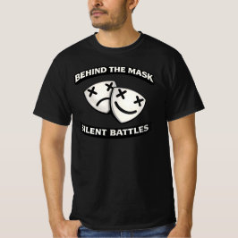Camiseta Por trás da Máscara Batalhas Silenciosas Gráficos 