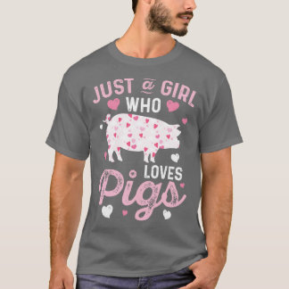 Camiseta Porco Apenas Uma Menina Que Ama Suínos Mulheres Fa