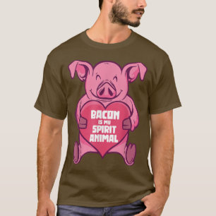 Camiseta Porco Bacon É Meu Espírito Animal Engraçado Bacon